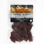 Glenwood Peppered Au Poivre beef jerky, 230 g Canadian pack with bilingual label in clear resealable bag.