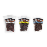 Glenwood beef jerky variety pack with Original, Teriyaki, and Smoke Pit clear bags displayed side by side.