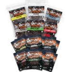Glenwood Grand Slam Beef Jerky Variety Pack featuring multiple flavors in black mountain design packaging.