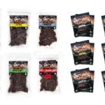 Glenwood Grand Slam jerky variety pack showing six flavors in clear and black mountain design bags.