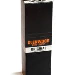 Closed Glenwood Original meat sticks display box with black packaging and white label.