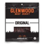Front view of Glenwood Original beef jerky 2.5oz package with black and white label design.