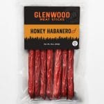 Glenwood Honey Habanero meat sticks, 10 oz resealable pack.