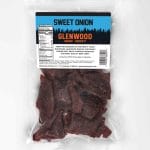 Glenwood Sweet Onion beef jerky back of bag with nutrition facts, made with Walla Walla onions.