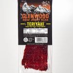 Glenwood Teriyaki Beef Jerky Slab package showing dark smoked jerky made with real wood smoke.