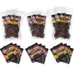 Glenwood Beef Jerky variety: Maui Sweet Onion, Maui Onion Teriyaki, and Mango Jalapeño in bags and pouches.